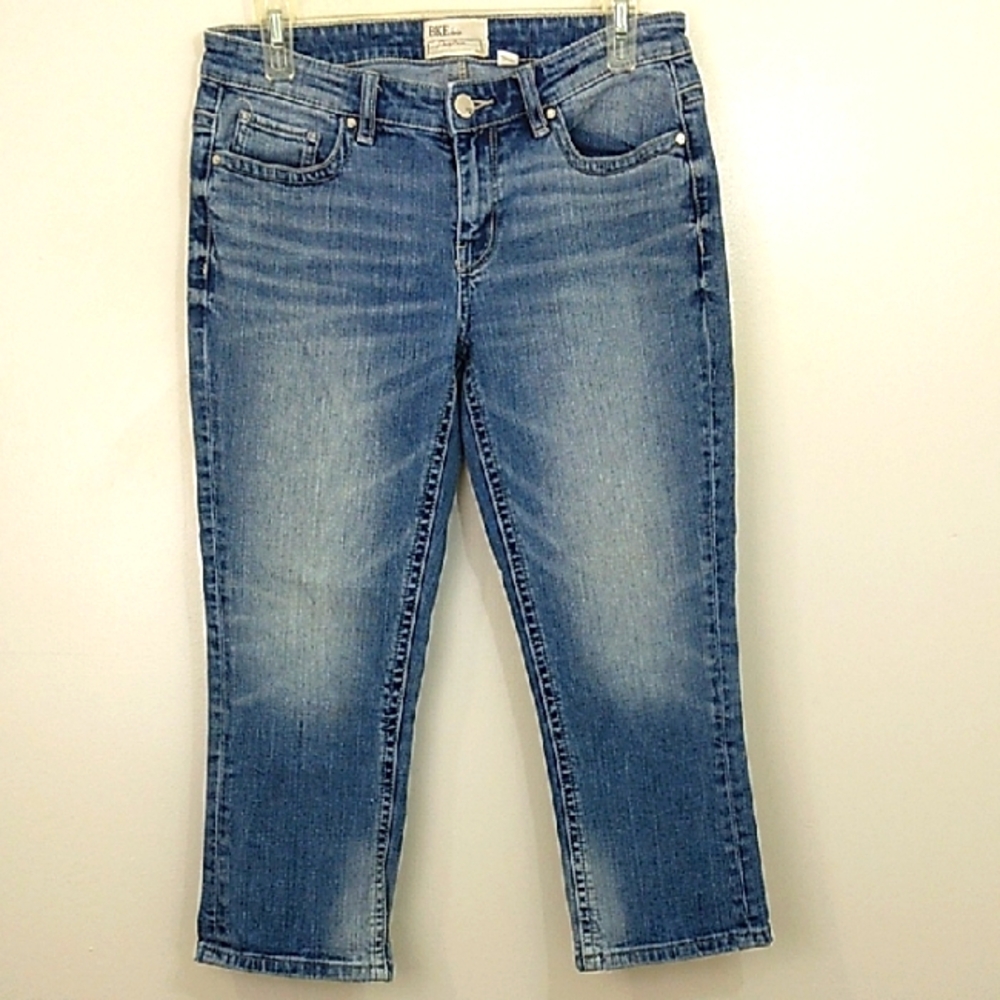 BKE Denim PAYTON‎ Crop Jeans Women Sz 26 Low Rise Whisker Wash Stretch Normcore